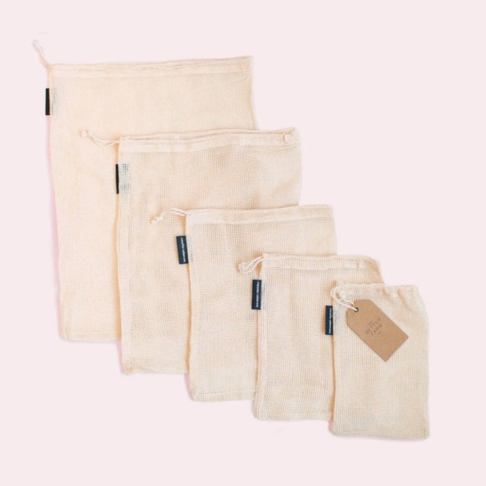 The Better Farm Co Natural Cotton Mesh Bags  Set of 5 Variety Bundle